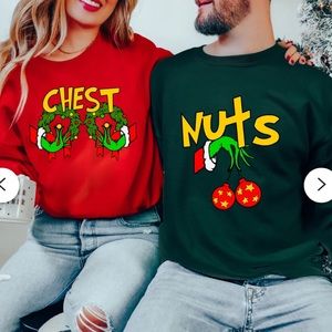 CHEST NUTS UGLY CHRISTMAS SWEATERS PAIR
